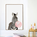 Bubble Chewing Gum Giraffe Zebra Animal Posters