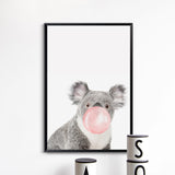 Bubble Chewing Gum Giraffe Zebra Animal Posters