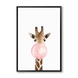 Bubble Chewing Gum Giraffe Zebra Animal Posters