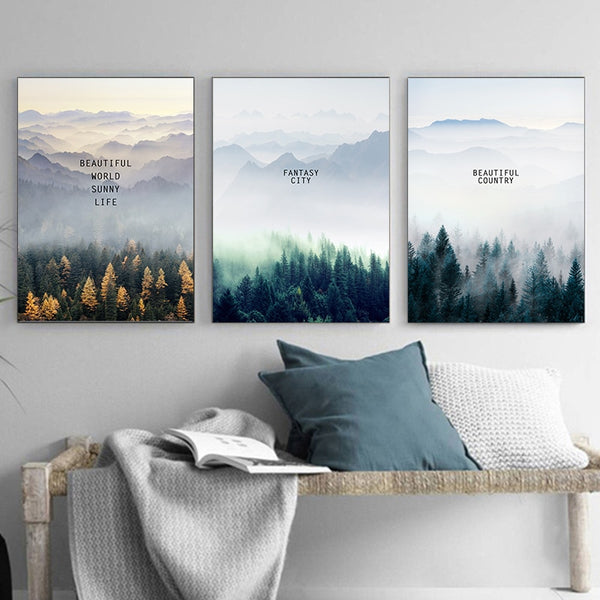 Nordic Forest Landscape Wall Art Canvas