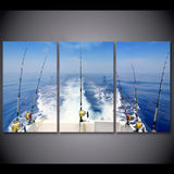 Ocean, Fishing Rod Painting Wall Art Pictures